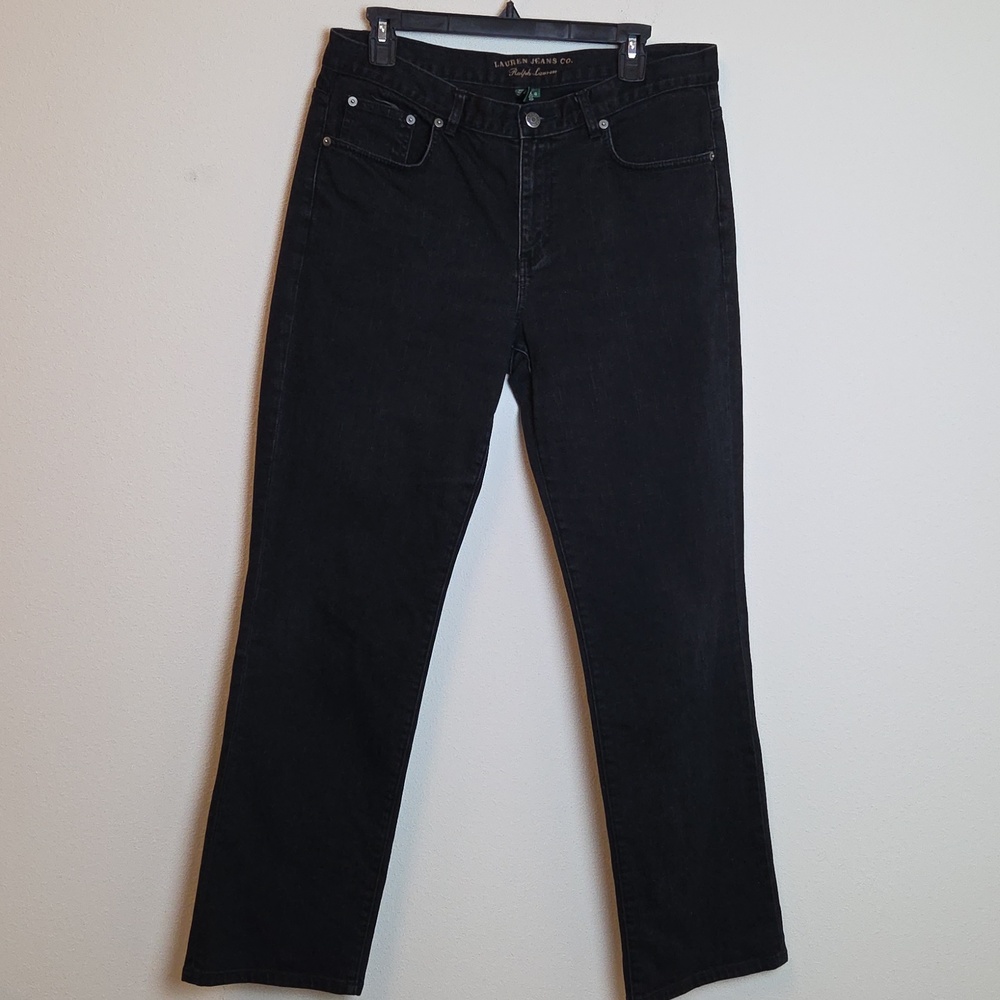 Lauren Jeans Co. Ralph Lauren Women Black Straight Leg Denim Jeans Size 12